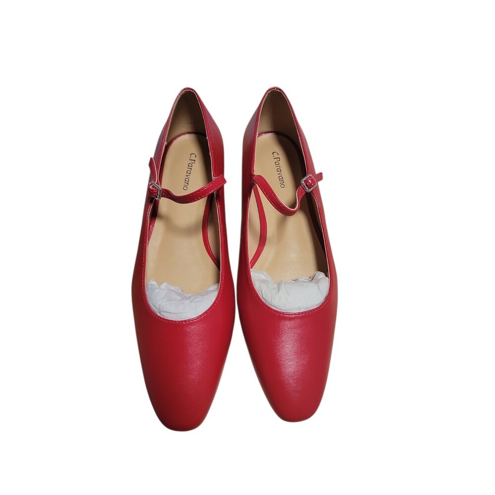 C.Paravano Women's Mary Jane Flats with Narrow Square Toe & Double Size 9.5